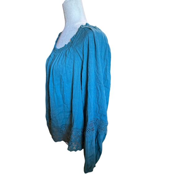 Mason & Belle Boho Crochet Aqua Blouse, Size Medium, NWT - Picture 2 of 9